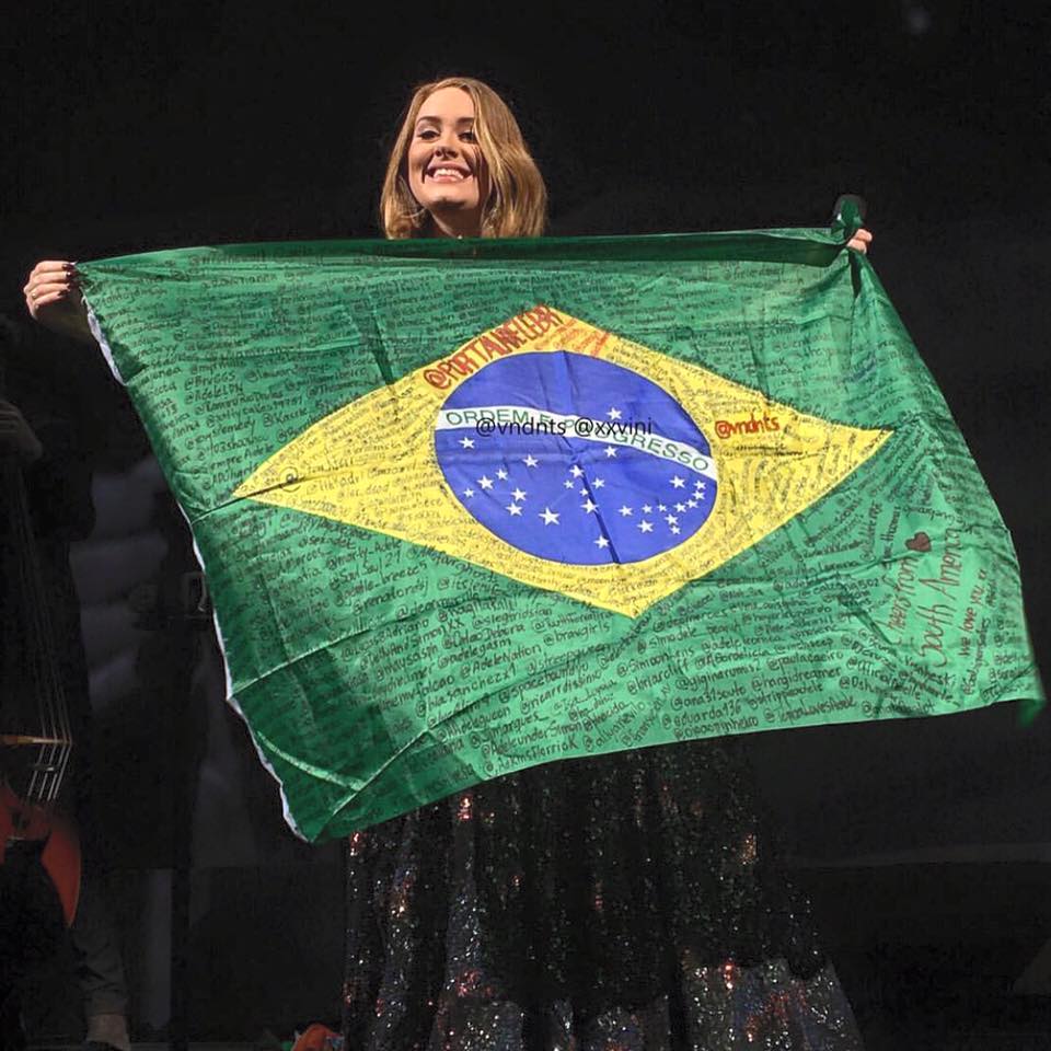 Adele with Brazilian flag